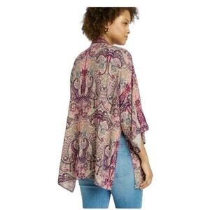 KNOX ROSE Size XS/S Paisley Print Boho Open‎ Front Kimono Topper